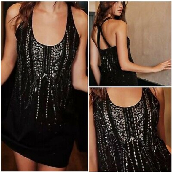 NWT Free People Ella Embellished Slip Dress Size Medium Color Black - Picture 3 of 9